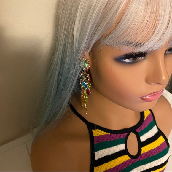 Silver to blue ombré bang straight wig - Picture 5 of 10